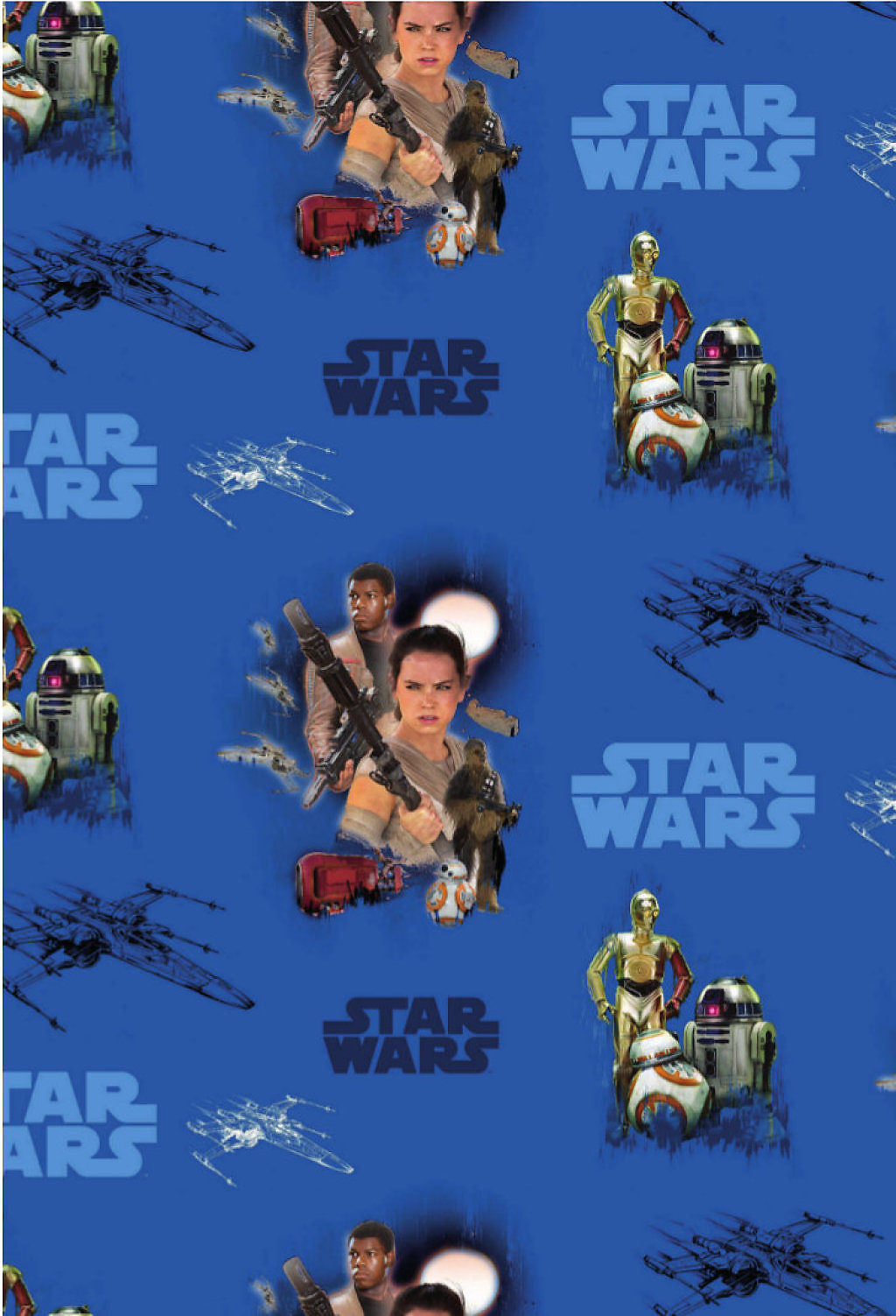 Kuvassa Trikoo digiprint Star Wars Force awakens sankarit 