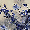 Pieni lisäkuva, jossa Viskoosi-pellavatrikoo siniset kukkaoksat