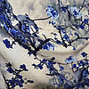 Pieni lisäkuva, jossa Viskoosi-pellavatrikoo siniset kukkaoksat