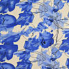 Pieni lisäkuva, jossa Viskoosi-pellavatrikoo modernit kukat sininen