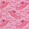 Pieni lisäkuva, jossa Pakanloppu (0,8m): Trikoo suihkuttavat valaat vaaleanpunaisella