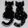 Pieni lisäkuva, jossa Kääntöpaljettikuvio kissat musta-hopea