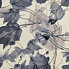 Pieni lisäkuva, jossa Viskoosi-pellavatrikoo modernit kukat harmaa