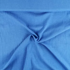 Kuvassa Pehmeä sininen A044 Yksivärinen Double Gauze -puuvillaharso