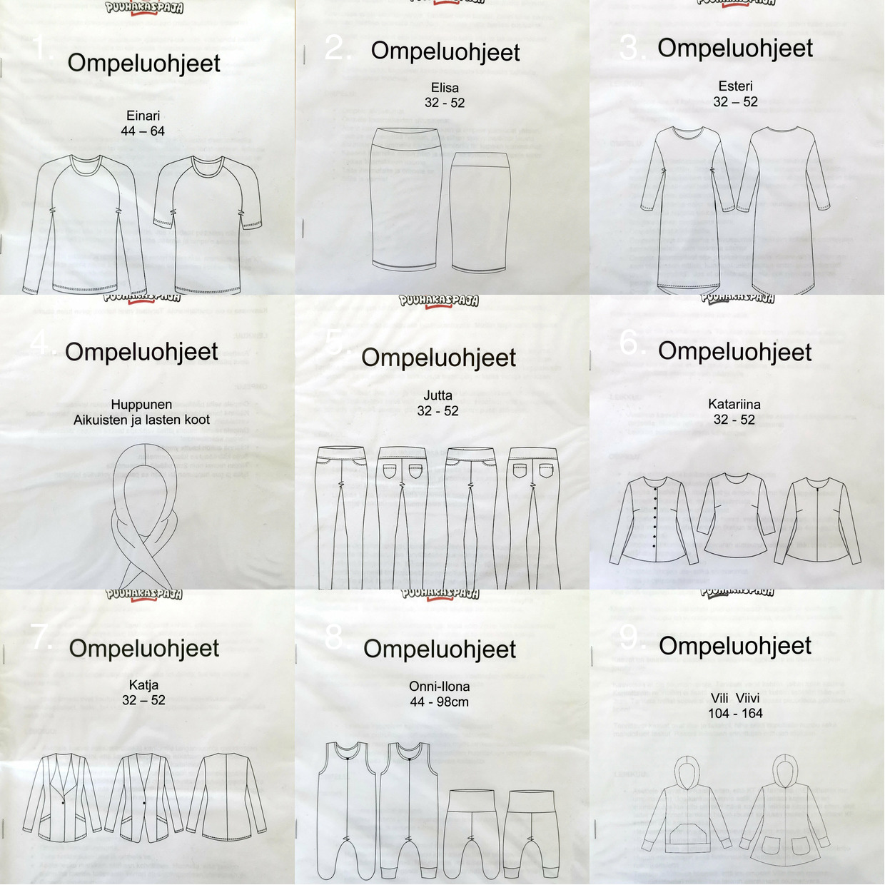 Kuvassa Loput PuuhakasPaja -paperikaavat 